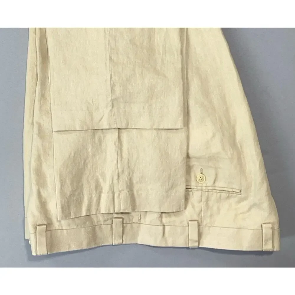 Calvin Klein Flat Front 100% Linen Dress Pants, Slacks. Beige, Men's 40X27.5 EUC